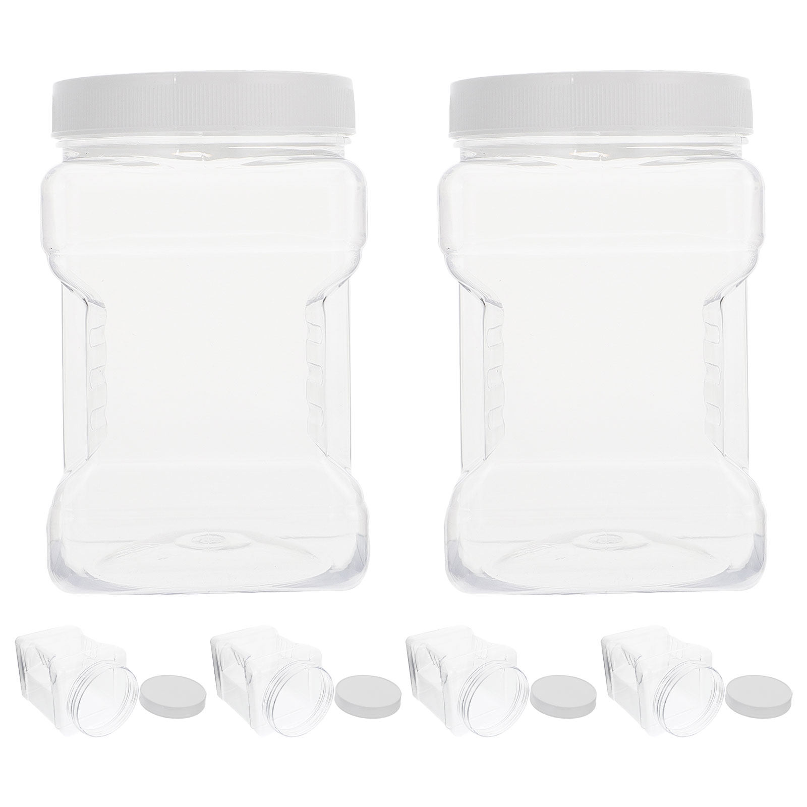 Food Storage Containers - 6Pcs Transparent Storage Jars Clear Square