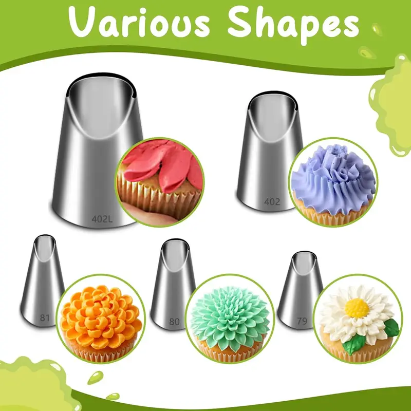 Kitchen Gadgets Ninja - 5PCS Stainless Steel Piping Nozzles Set,Chrysanthemum