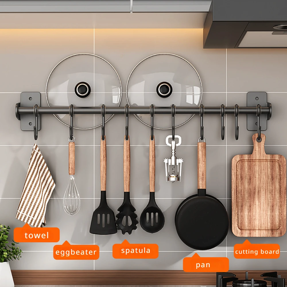 Kitchen Gadgets Storage Ideas - No punch Kitchen Hook Rack Stainless