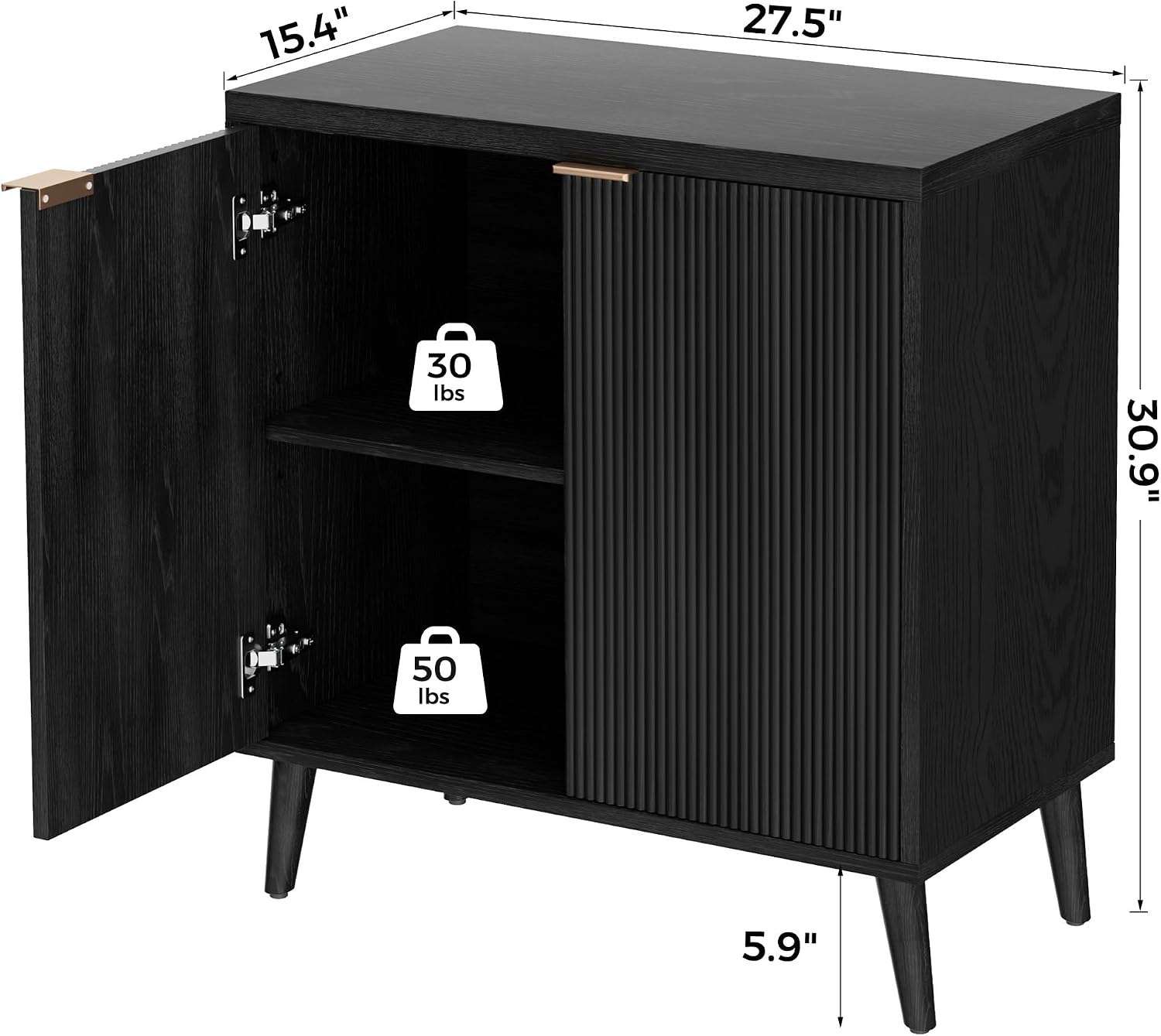 Fluted Buffet Cabinet With Sto - Kitchen Gadgets Organizer 评论和价格