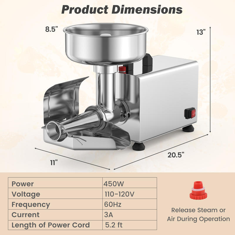 450W Electric Tomato Strainer  - Stainless Steel Strainer 评论和价格
