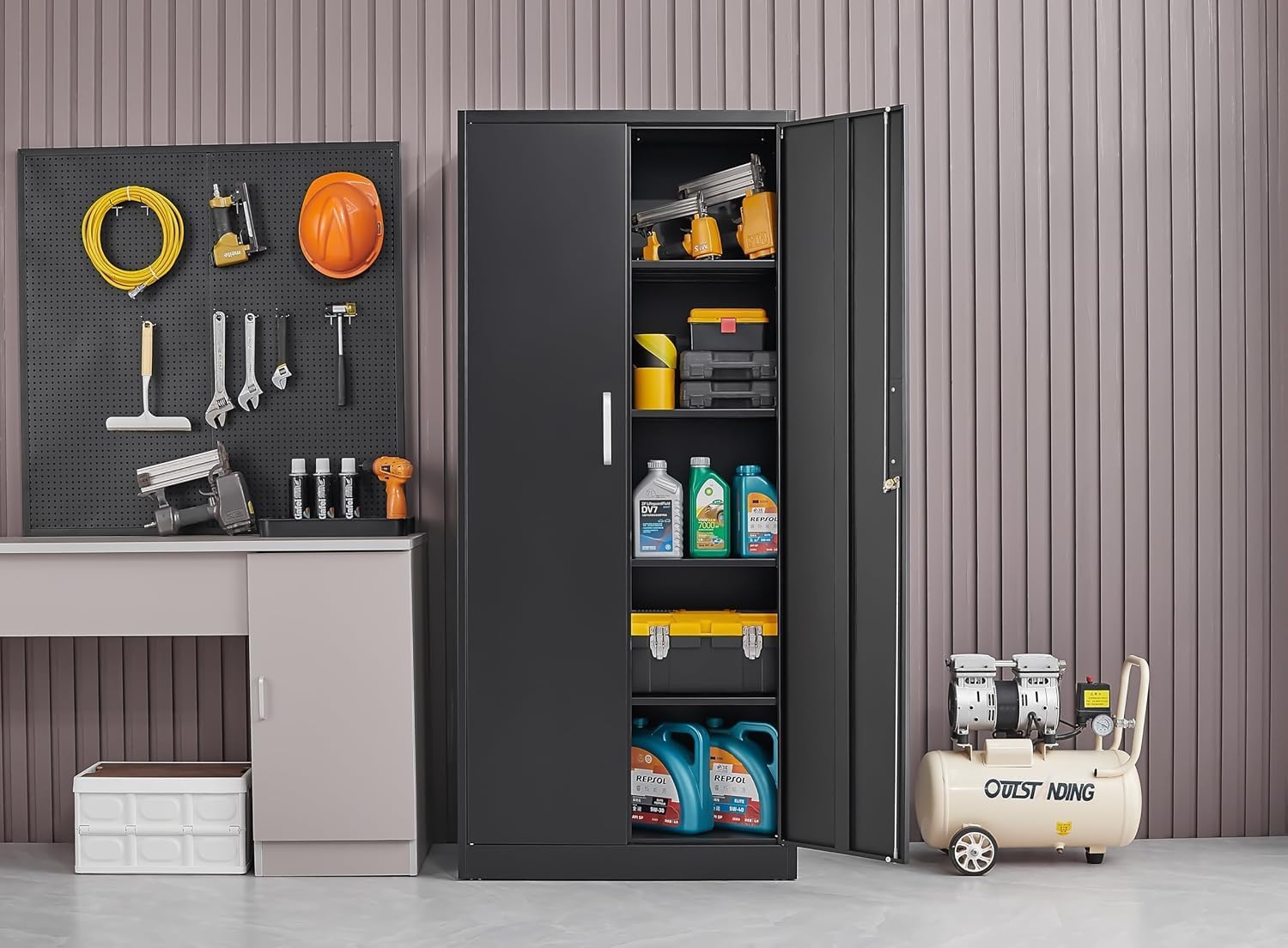 Metal Storage Cabinet With Adj - Kitchen Gadgets Organizer 评论和价格