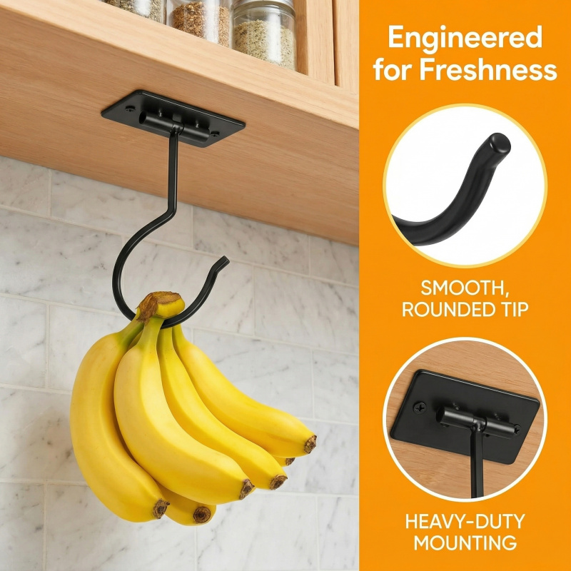 Black Metal Self-Adhesive Bana - Kitchen Gadgets Organizer 评论和价格