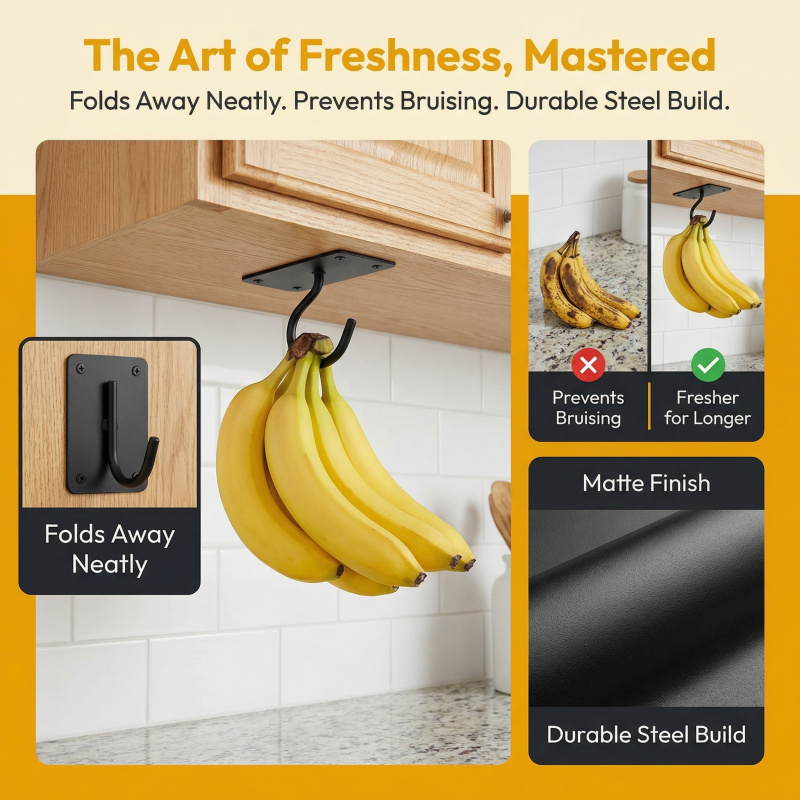 Black Metal Self-Adhesive Bana - Kitchen Gadgets Organizer 评论和价格