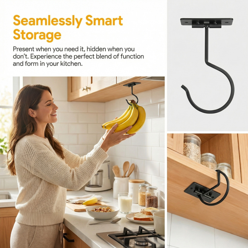 Black Metal Self-Adhesive Bana - Kitchen Gadgets Organizer 评论和价格